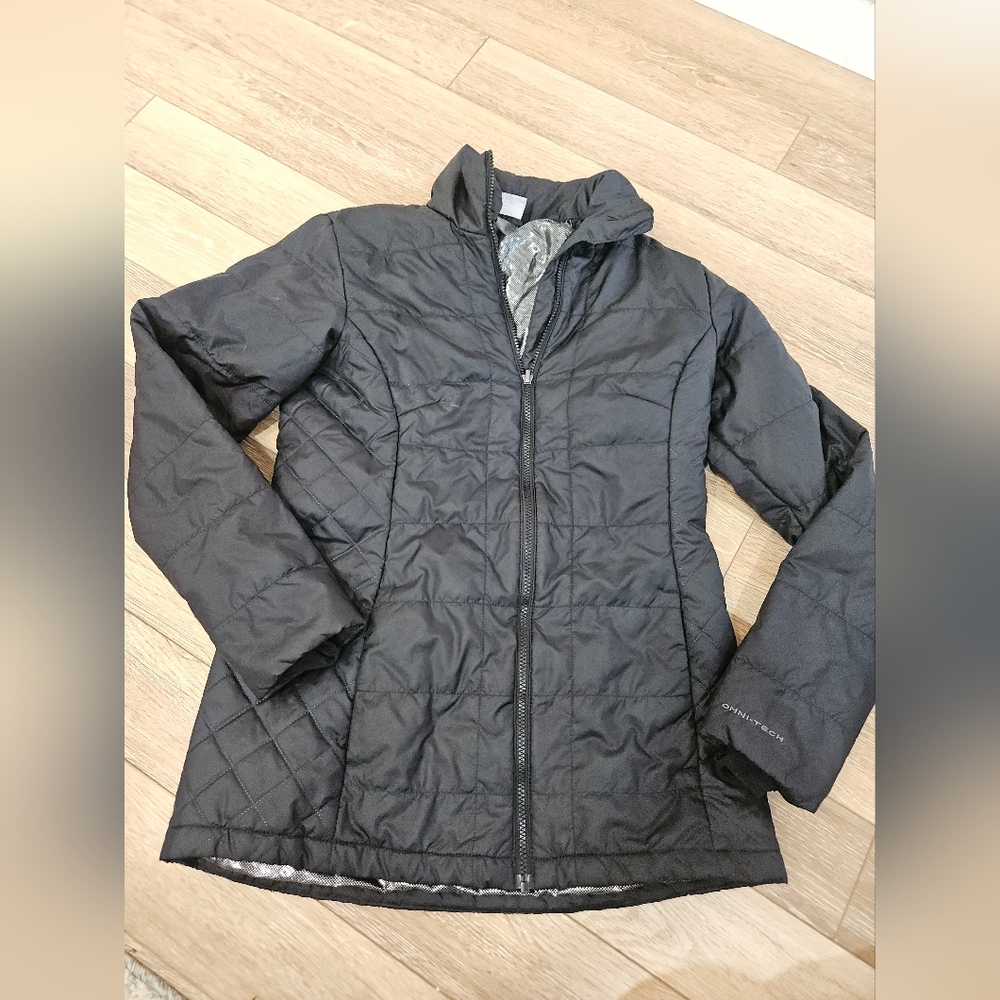 Columbia Omni-Heat Interchange Puffer Jacket Women's Medium Black Thumb Holes